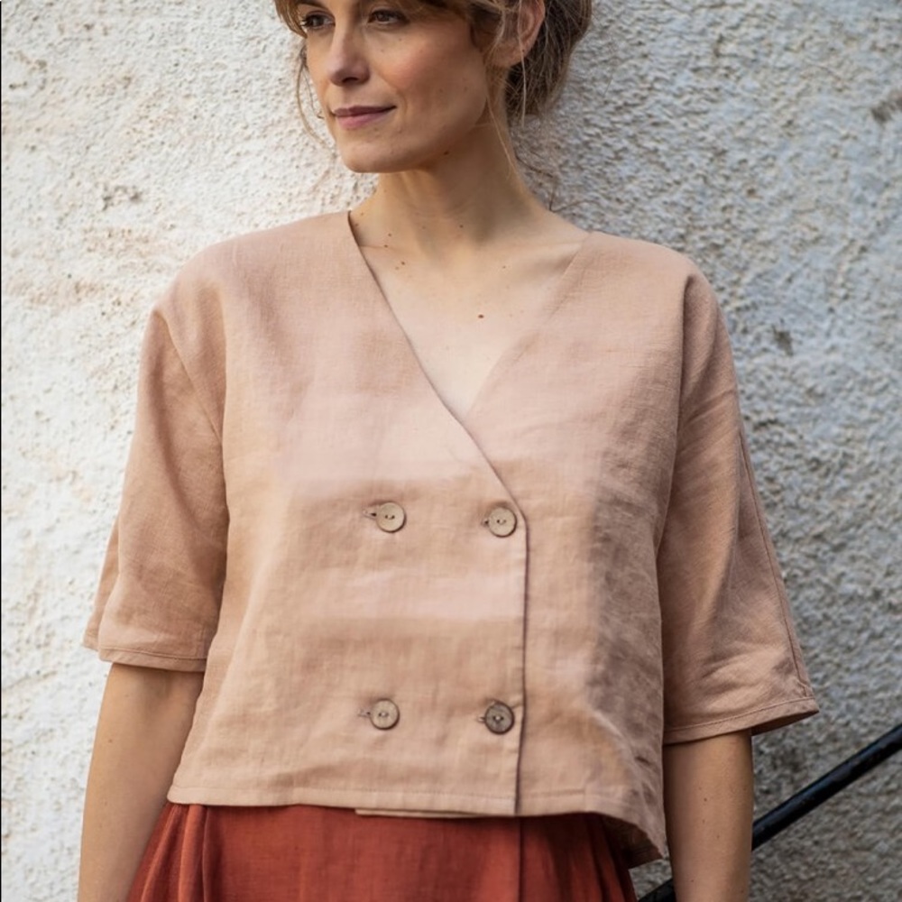 Linen double breasted top